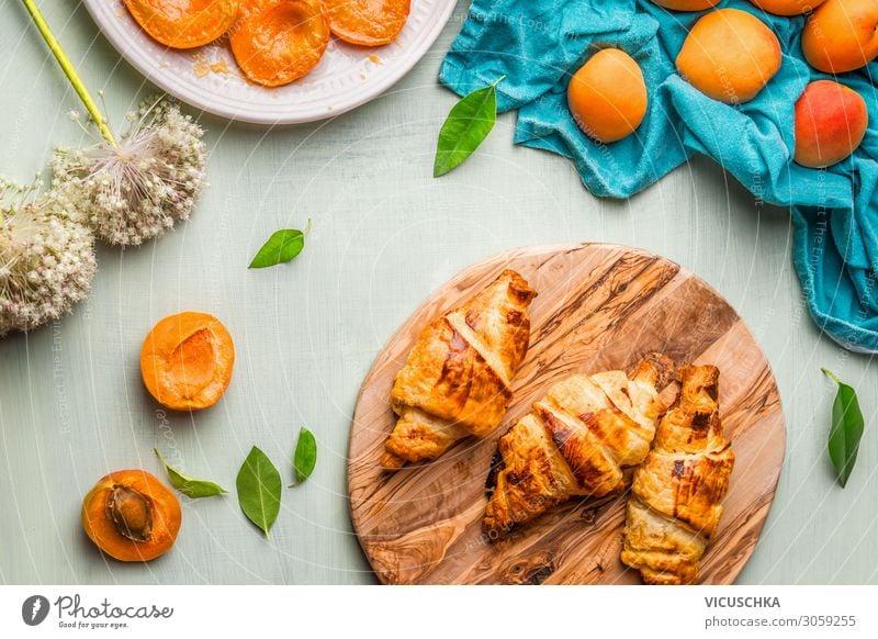 Apricot Croissants Food Fruit Nutrition Breakfast Design Living or residing apricot pastry Food photograph Eating Summer Colour photo Studio shot