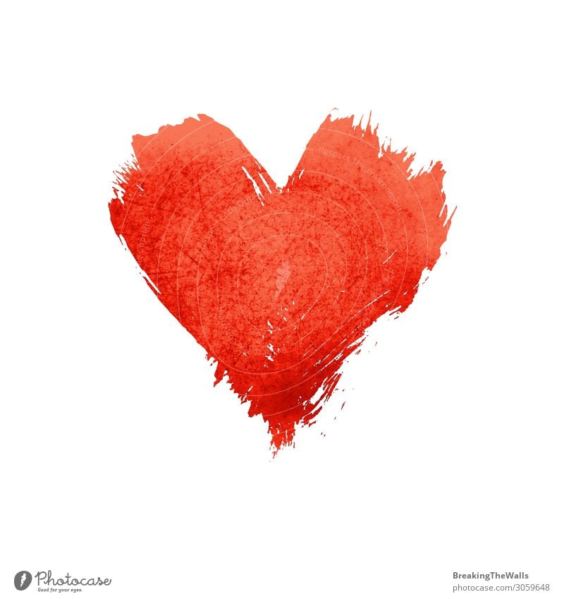 Red watercolor painted heart shape on white - a Royalty Free Stock Photo  from Photocase