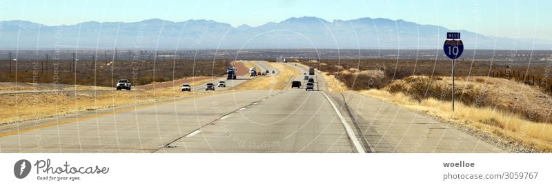 I10West Landscape Summer Beautiful weather Warmth Drought Bushes Mountain Desert USA Texas New Mexico Americas Transport Road traffic Motoring Street Highway
