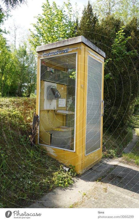 Phone booth - International Telephone Telecommunications Phone box Old Exceptional Sharp-edged Historic Retro Yellow Apocalyptic sentiment Expectation