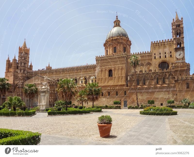 Palermo Cathedral Craft (trade) Art Park Town Old town Dome Marketplace Tower Manmade structures Building Architecture Facade Stone Historic