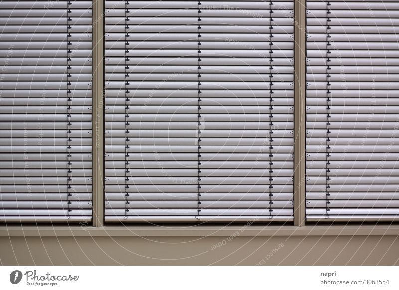 closed society Business Closing time Town Facade Window Modern Silver Mysterious Society Protection Venetian blinds Closed opaque Geometry Line Office district