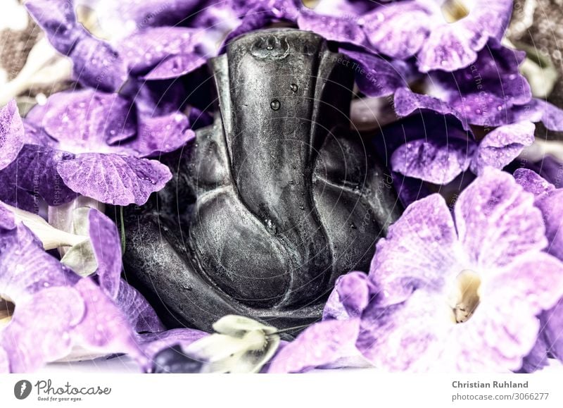 Ganesha surrounded by purple flowers Art Sculpture Animal 1 Collector's item Metal Sign Esthetic Success Exotic Smart Strong Happy Peaceful Integrity Endurance
