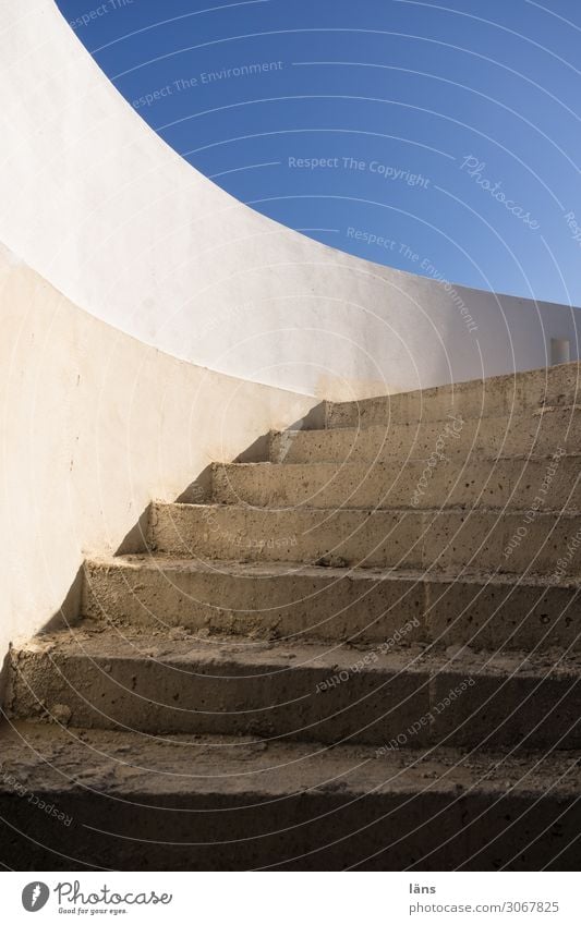 Shell of concrete staircase Sky Cloudless sky Beautiful weather Island Naxos Greece House (Residential Structure) Wall (barrier) Wall (building) Stairs Concrete