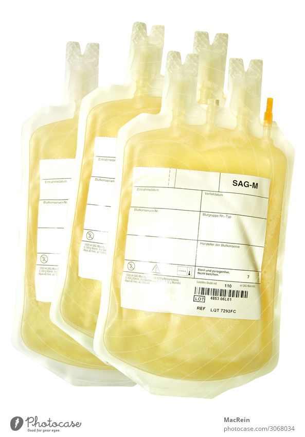 plasma Medication Health care Yellow White Inscription Pouch Plasma Blood donor Background picture Things Barcode Full Colour photo Studio shot Deserted
