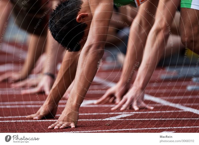 Starting line in the race Sports Track and Field Sportsperson Sports team Sporting event Sporting Complex Stadium Human being Masculine Young man
