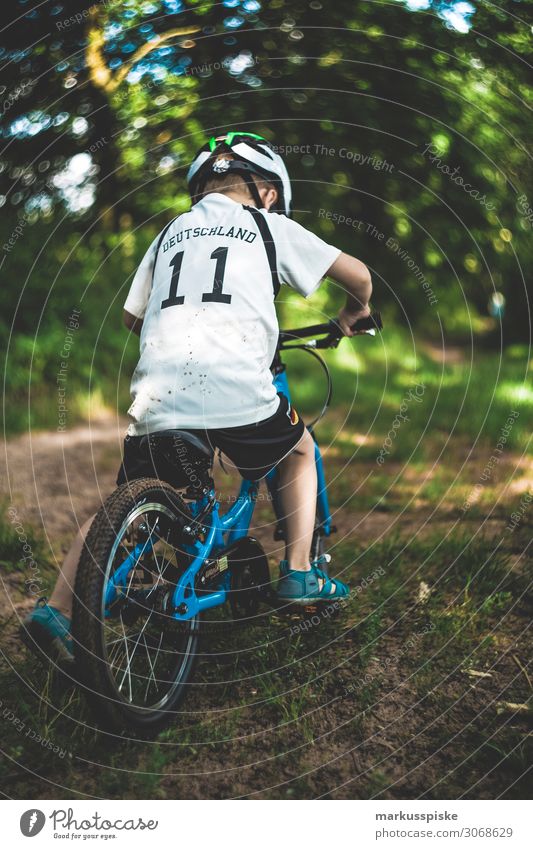Boy with mountain bike in the forest Lifestyle Healthy Athletic Fitness Leisure and hobbies Playing Tourism Trip Adventure Far-off places Freedom Cycling tour