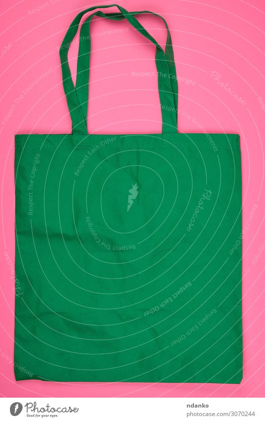 empty green ecological bag made of viscose Shopping Style Environment Container Fashion Cloth Package Large Strong Green Pink Blank Canvas Conceptual design