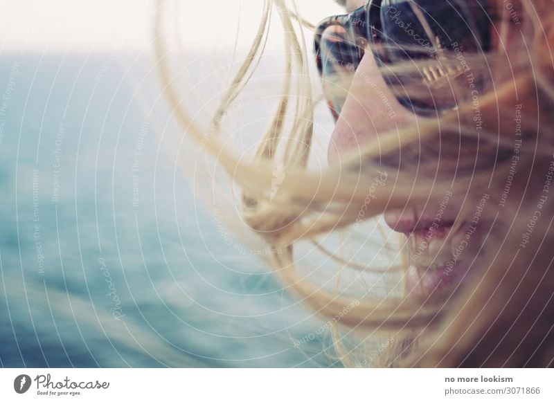 days in daze Feminine Hair and hairstyles 1 Human being Sunlight Weather Beautiful weather Coast Baltic Sea Ocean Lake Sunglasses Blonde Smiling Laughter Brash