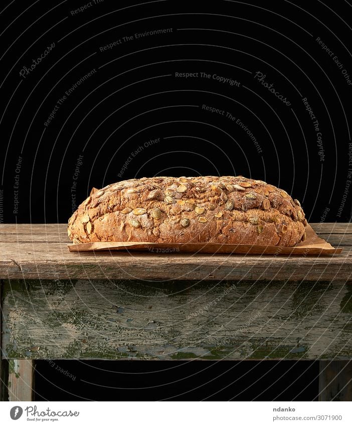 bread made from rye flour with pumpkin seeds Bread Nutrition Breakfast Diet Table Wood Fresh Above Brown Gray Tradition Baking Bakery food Gourmet grain healthy