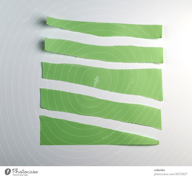 various torn pieces of green strips of paper Design Craft (trade) Band Lanes & trails Paper Collection Clean Green White Set backdrop background Blank Cardboard