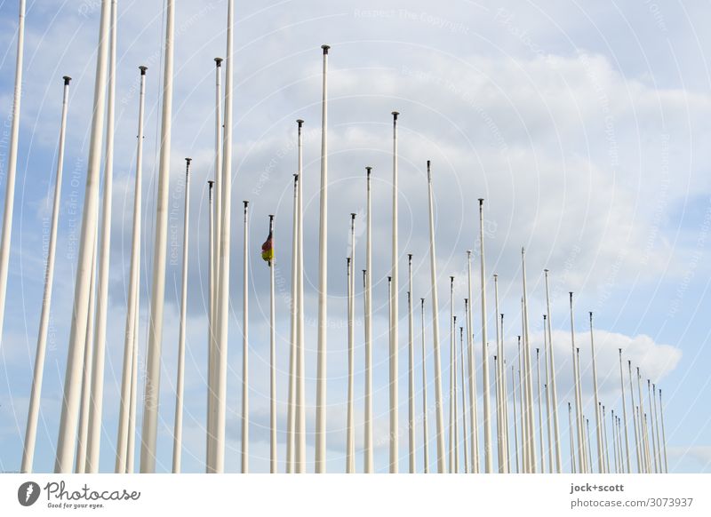 wafting clouds Sky Clouds Thin Long Many Truth Esthetic Equal Arrangement Break Transience Change Timeless Unused Flagpole Subdued colour Abstract