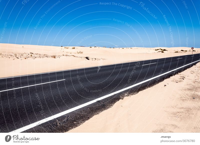 Desert Road Vacation & Travel Adventure Freedom Summer Sand Cloudless sky Beautiful weather Transport Street Future Target Curve Relaxation already Hot Driving