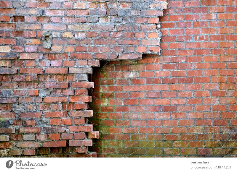 Old buildings that do not collapse Industrial plant Factory Building Wall (barrier) Wall (building) Facade Stone Brick Line Red Protection Decline Transience