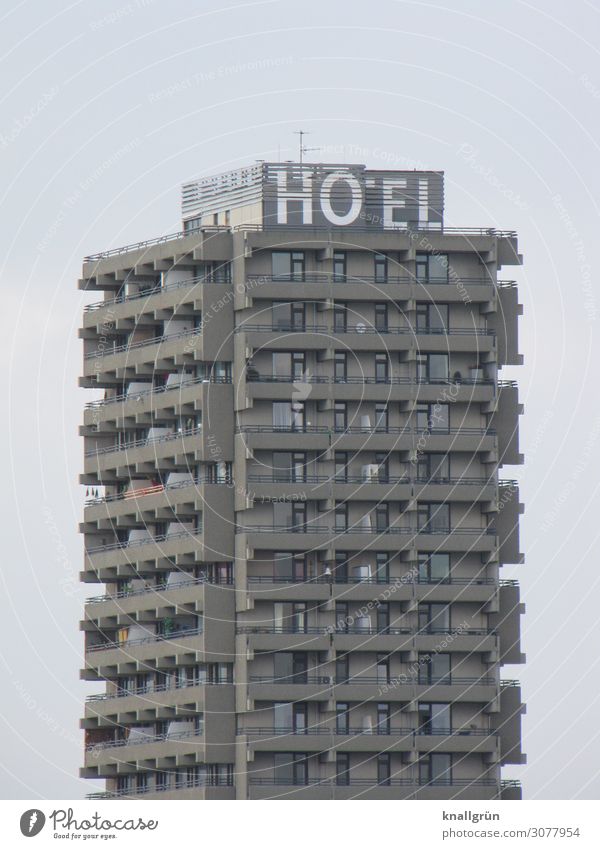 HOTEL House (Residential Structure) High-rise Dirty Dark Sharp-edged Hideous Tall Town Gray Vacation & Travel Tourism Living or residing bedtenburg Colour photo