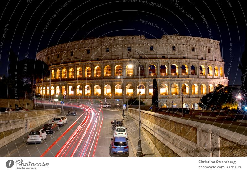 Colosseum at night Architecture Culture Rome Italy Europe Town Capital city Manmade structures Arena Facade Tourist Attraction Landmark Old Historic Tourism