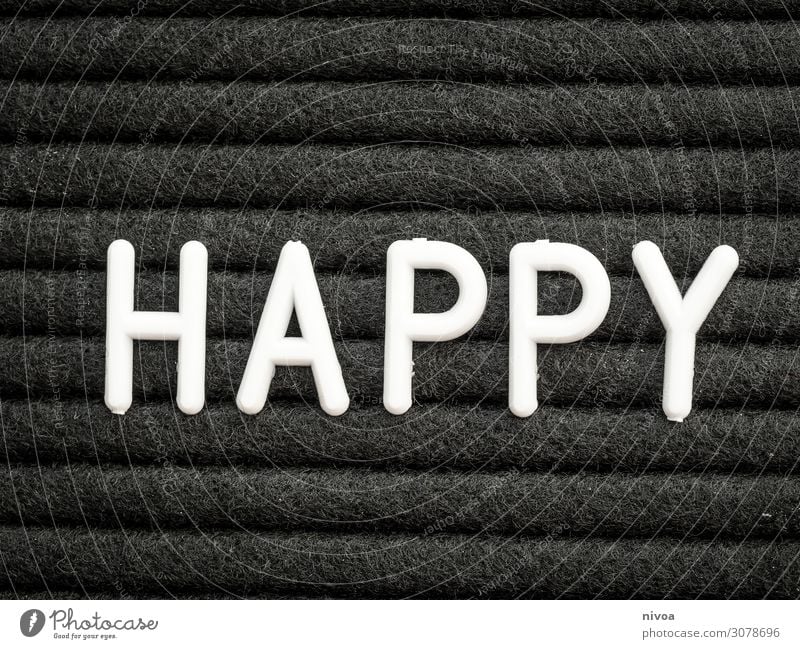 Happy lettering white on black Well-being Contentment Living or residing Flat (apartment) Interior design Decoration Image Signs and labeling Success Art