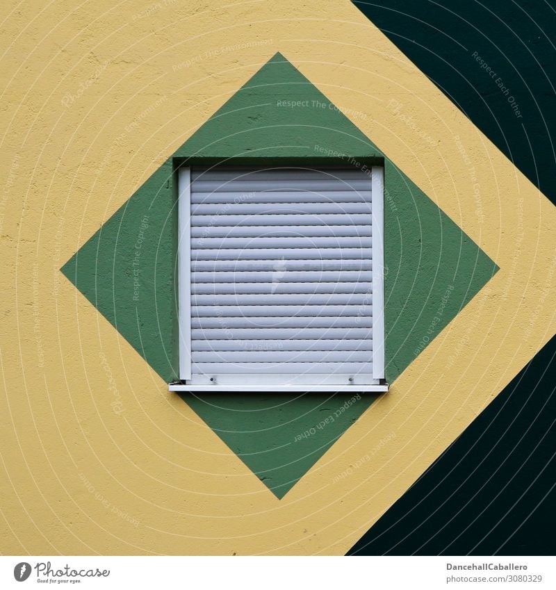 Window to the courtyard... House (Residential Structure) Building Wall (barrier) Wall (building) Facade Living or residing Sharp-edged Modern Yellow Green Black