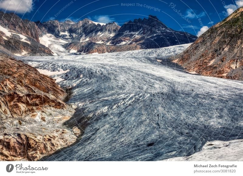 panorama of melting rhone glacier in swiss alps Beautiful Vacation & Travel Tourism Summer Snow Mountain Hiking Environment Nature Landscape Sky Clouds Climate