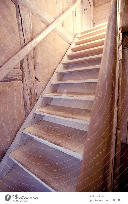 Steep wooden staircase Ancient aschersleben Detail Past Medieval times House (Residential Structure) Historic Interior shot Interior design Small Town Light