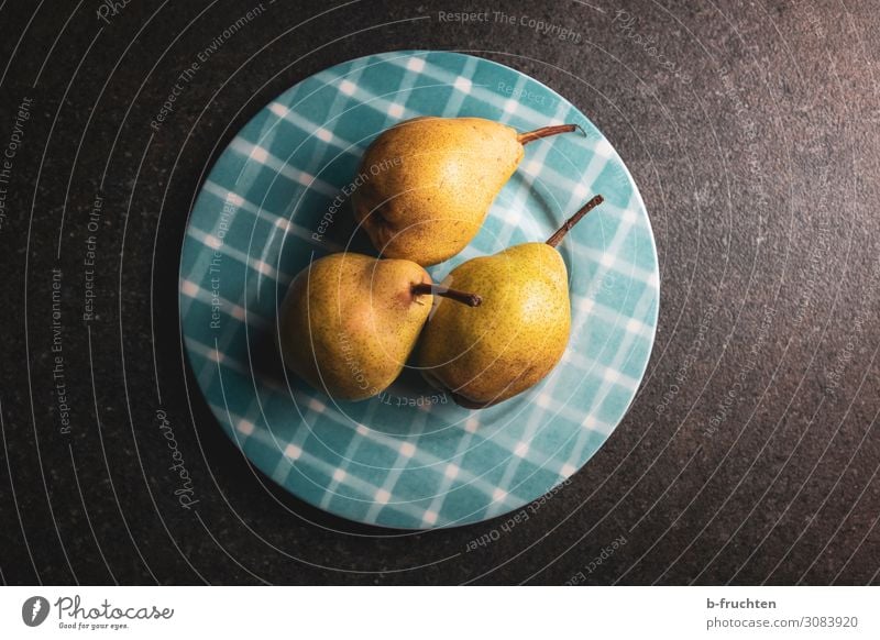 Pears on a plate Food Fruit Nutrition Organic produce Vegetarian diet Healthy Eating Select Fresh 3 Plate Vitamin Colour photo Interior shot Deserted
