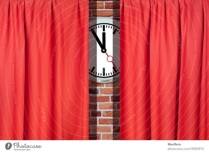 theatre curtain Art Theatre Stage Culture Event Shows Concert Opera Opera house Singer Sign Red Prompt Stage play Drape Clock Colour photo Interior shot