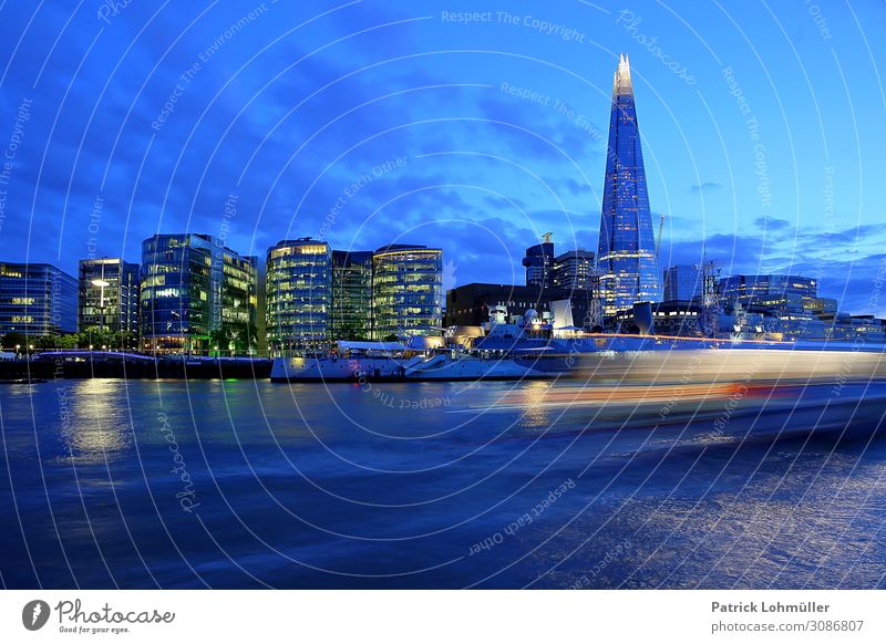 London in blue Vacation & Travel Tourism Sightseeing City trip Office Environment Landscape Water Sky Clouds Night sky River Themse England Great Britain Europe