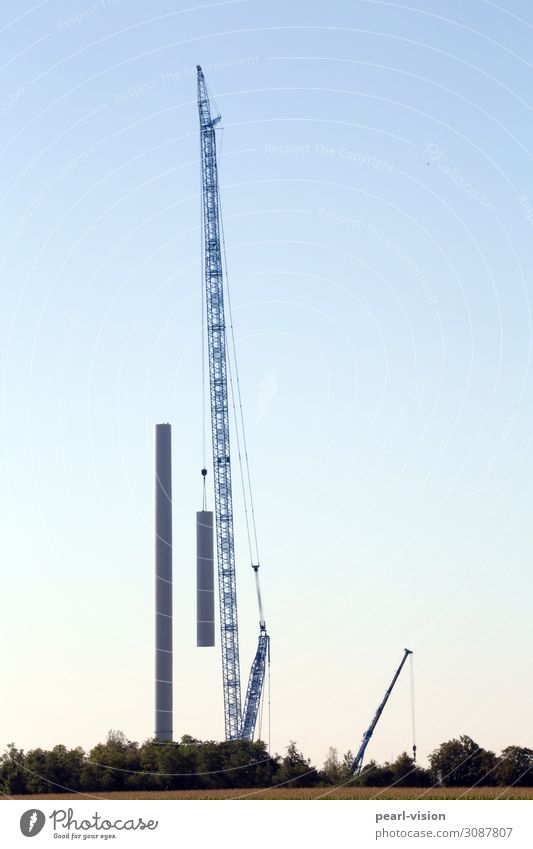 build up #1 Crane Technology Wind energy plant Build Large Tall Energy Colour photo Exterior shot Day