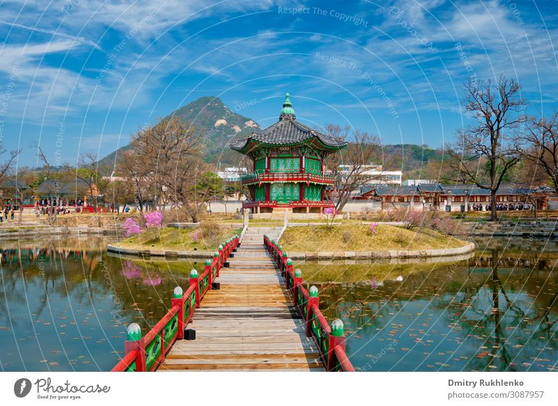 Hyangwonjeong Pavilion, Gyeongbokgung Palace, Seoul, South Korea palace korea lake pavilion artificial island ancient architecture asia building gyeongbokgung