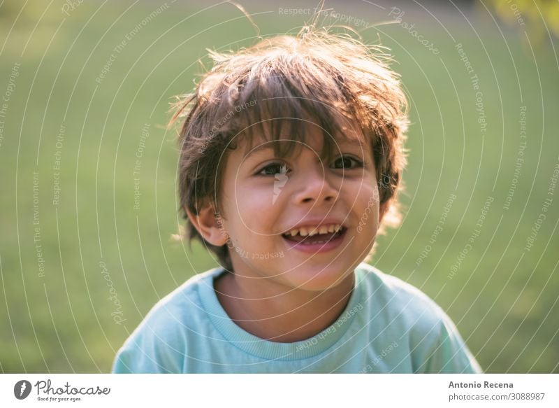 little three years old boy portrits in summer afternoon Happy Summer Garden Child Human being Boy (child) Infancy Smiling Emotions kid happy autumn Expression