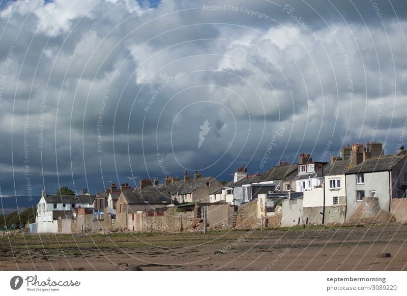 CLOUDS ARE COMING UP Sky Storm clouds Summer Beautiful weather Fishing village Chimney Threat Colour photo Exterior shot Day Deep depth of field Panorama (View)