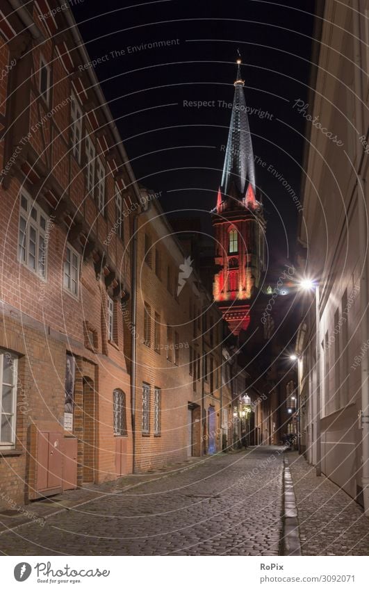 St. Nikolai church in Lueneburg at night. Lifestyle Design Vacation & Travel Tourism Sightseeing City trip House (Residential Structure) Night life Art