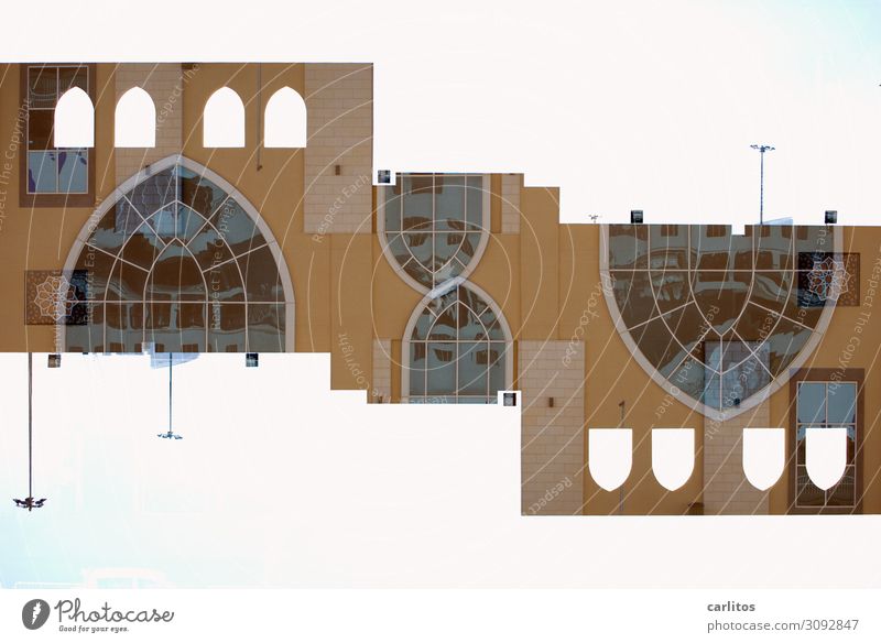Top and bottom Harbour Window Glass Vacation & Travel Near and Middle East oriental architecture Arch Archway Window arch Double exposure Rotation Dubai