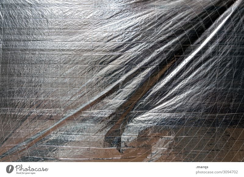 Packed Packing film Covers (Construction) Protection Gray Black White Surrealism Background picture Silver Colour photo Exterior shot Close-up Abstract