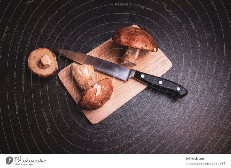 porcini mushrooms Food Nutrition Vegetarian diet Kitchen Work and employment Select Eating Dark Fresh To enjoy Boletus Mushroom Collection Knives Chopping board