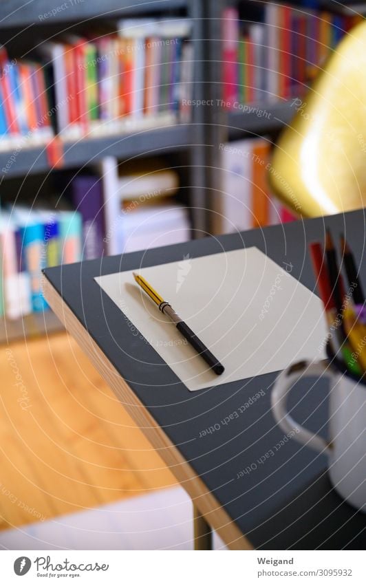 desk Economy Stationery Paper Piece of paper Pen Write Perspective Planning Colour photo Interior shot Shallow depth of field