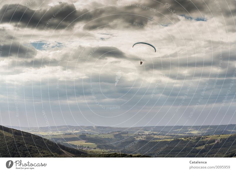 *1000* jump to freedom; paraglider high in the sky Paragliding Environment Nature Landscape Sky Storm clouds Horizon Summer Bad weather Tree Grass Meadow Forest