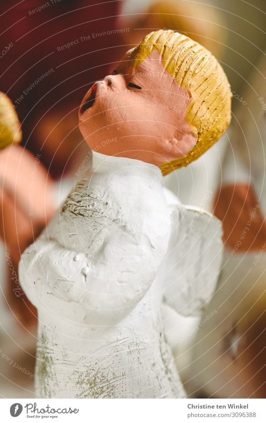 Little singing Christmas angel Christmas & Advent Decoration Angel Christmas Angel Christmas decoration Stand Blonde Friendliness Cute pretty White Moody Happy