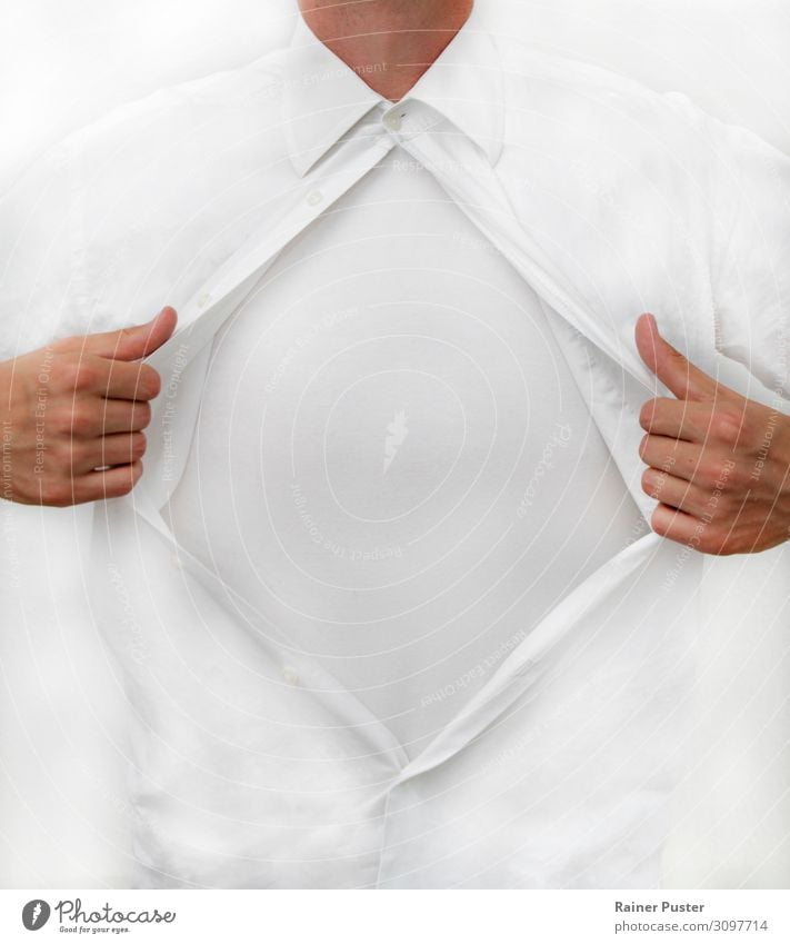 Man opens shirt shows white space / Copy Space Masculine Young man Youth (Young adults) Adults Chest 1 Human being 18 - 30 years T-shirt Shirt White Uniqueness