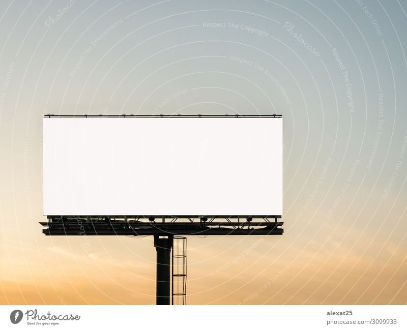 Blank billboard in the sunset Business Media Sky Street Large White Advertising ad advertise advertisement announcement background Banner bigboard Canvas clear