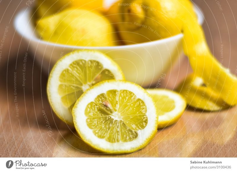 lemon Healthy Eating Senses Fragrance Bowl Fresh Delicious Juicy Sour Yellow Colour Lemon Citrus fruits Lemon yellow Lemon peel Slice of lemon Colour photo