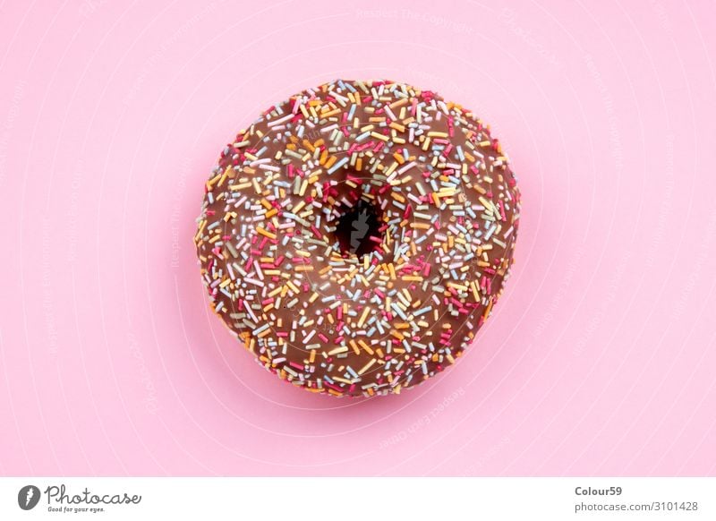 Chocolate donut Food Dessert Candy Nutrition Pink Donut white Background picture Top pastry Snack doughnut variegated Sugar Sweet Delicious Colour photo