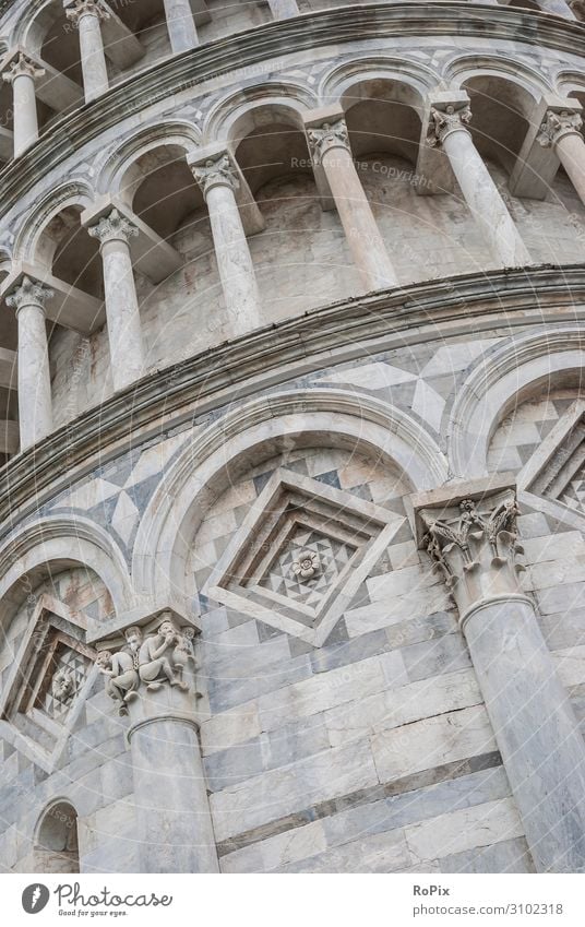 The leaning tower in detail. Tower Marble marble Vault Arcade Floors Architecture Art arches monasteries built Church Italy italy Tuscany Park columns