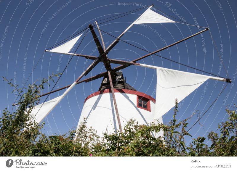 View of a old windmill. Food Grain Bread Eating Lifestyle Style Design Wellness Relaxation Meditation Hiking Work and employment Profession Workplace Economy