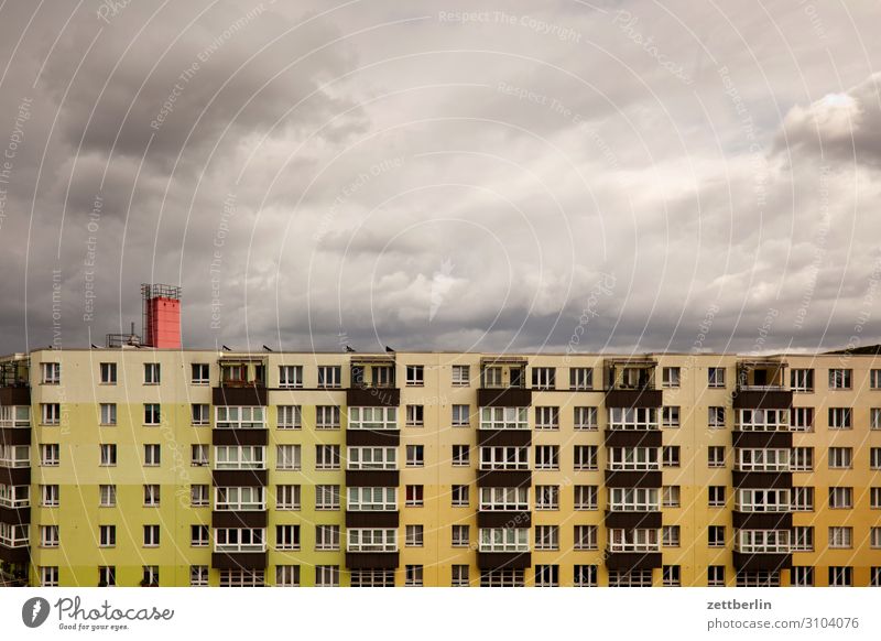 new building Facade Window House (Residential Structure) Sky Heaven Downtown Apartment house Deserted Town house (City: Block of flats) Copy Space Weather