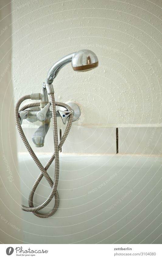 Shower Shower (Installation) Shower head Water Water pipe Bathroom Bathtub Tile wall tiles Personal hygiene Clean Living or residing Tap Deserted Copy Space