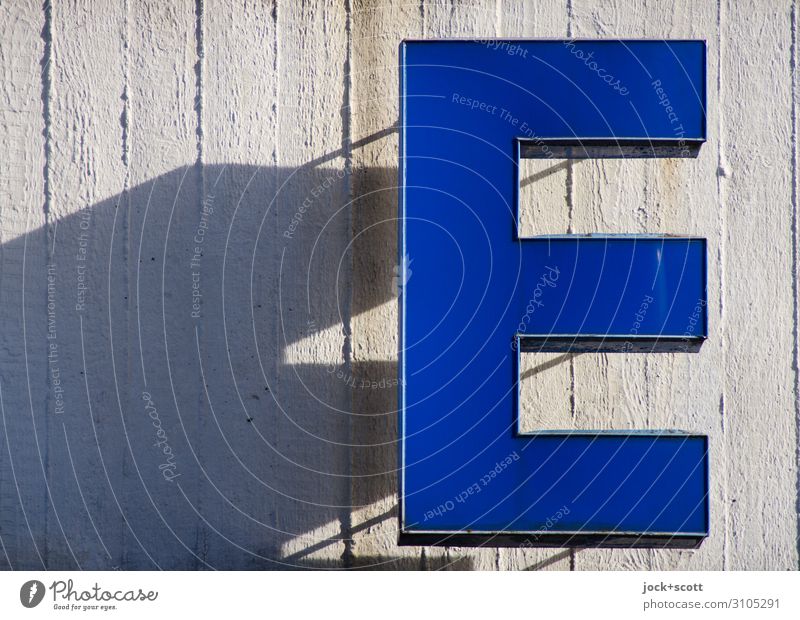 Letter E Lightbox Concrete Plastic Stripe Hang Sharp-edged Warmth Blue Authentic Esthetic Quality Shadow play Typography Outstanding Visual spectacle Part
