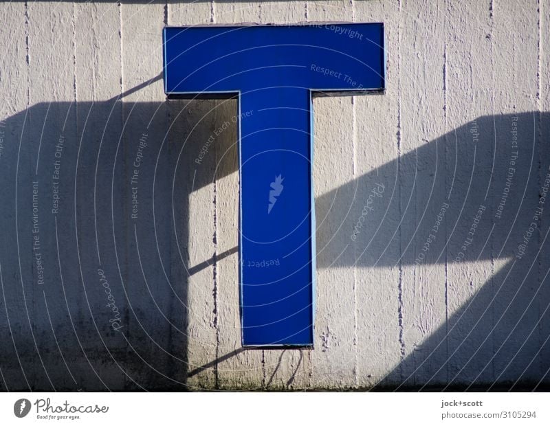 Letter T Lightbox Concrete Plastic Hang Blue Authentic Quality Style Shadow play Typography Outstanding Visual spectacle Part Capital letter Detail Abstract