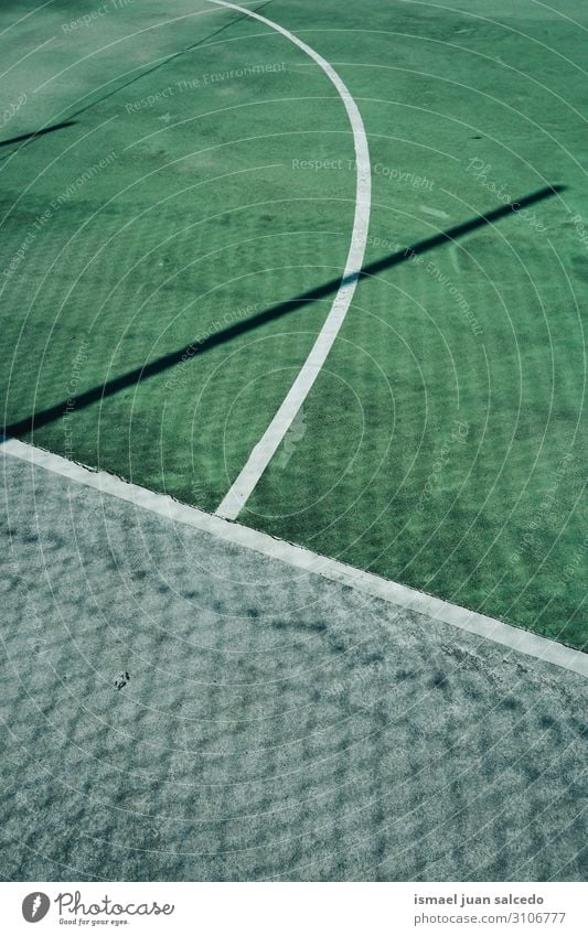 green soccer field with white lines in the stadium Soccer Playing field Empty Soccer Goal Court building Stadium Sports Line Mark Green Grass Ground White