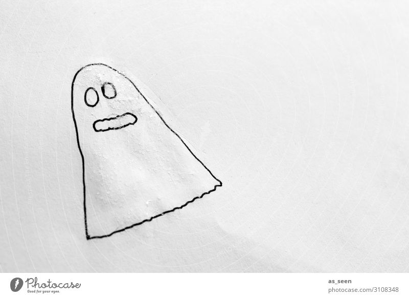 Huibuh! Draw Children's room Hallowe'en Illustration Autumn Ghosts & Spectres  Movement Flying Looking Authentic Simple Brash Funny Modern Positive Black White
